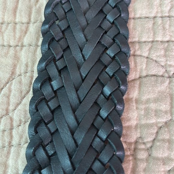 NEW🖤Banana Republic Black Braided Leather Belt Women's XXL - Picture 3 of 7